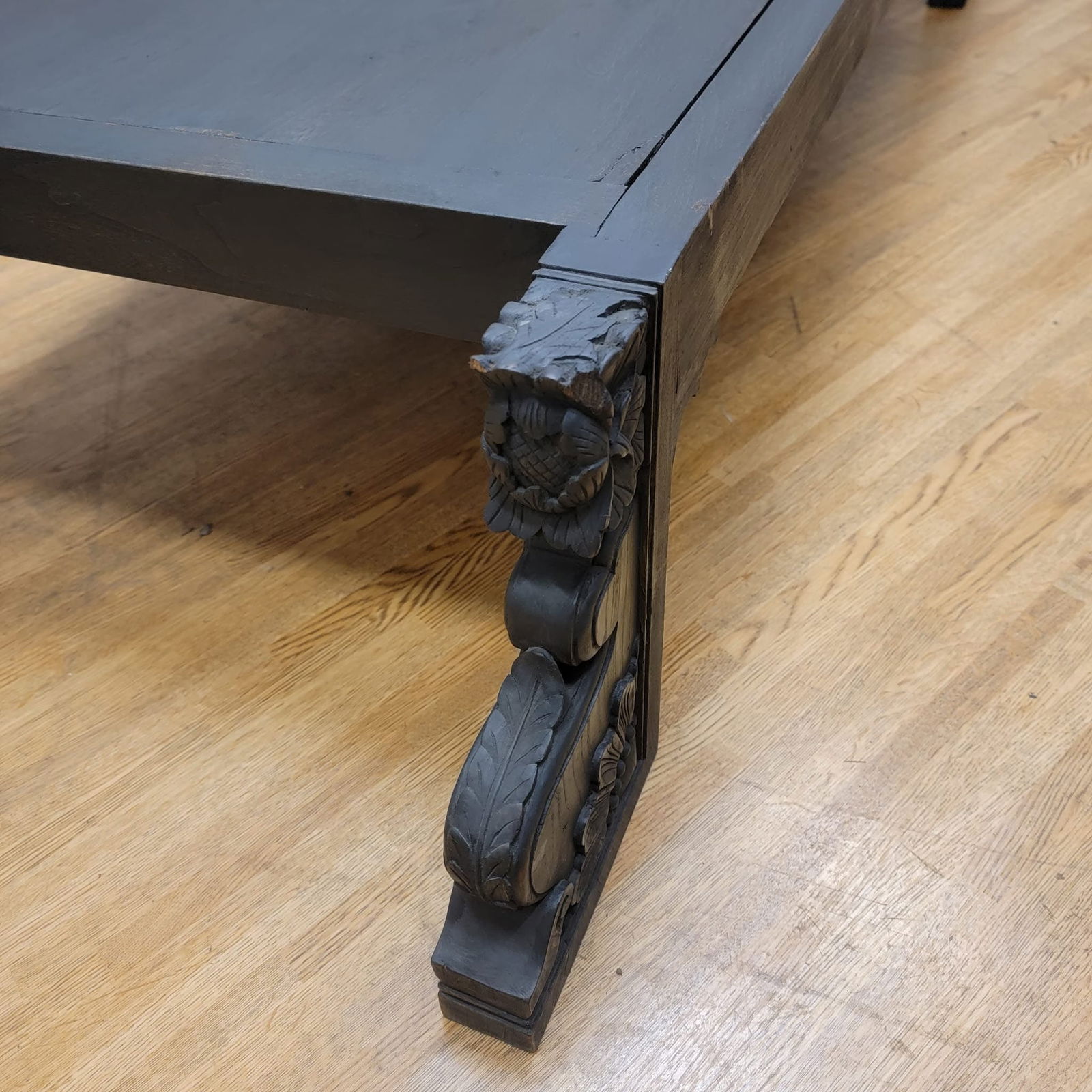 Vintage Chinese Black Elmwood Coffee Table with Carved Legs - 6