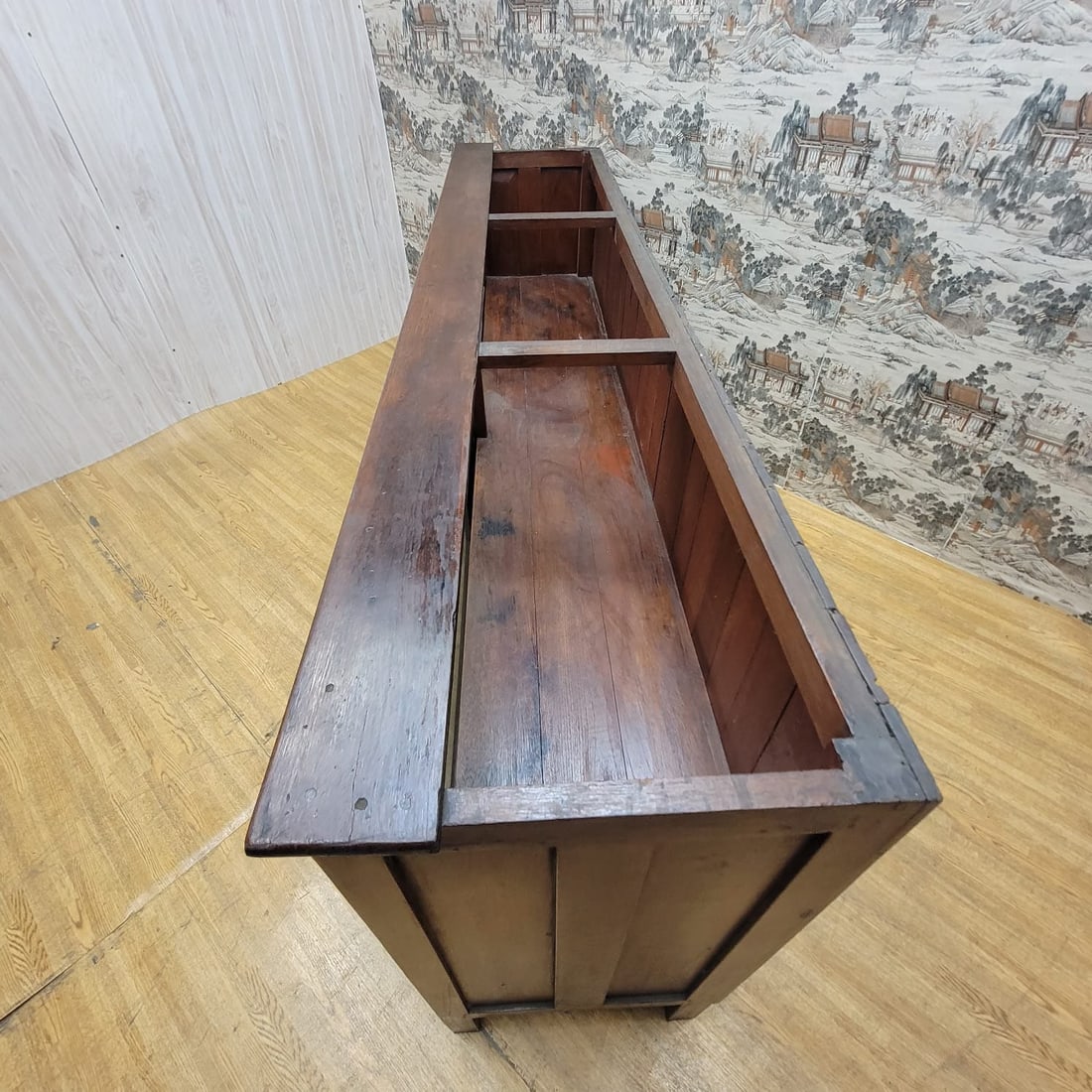 Vintage Teakwood Low Bookcase / Display Cabinet with Sliding Glass Doors - 5