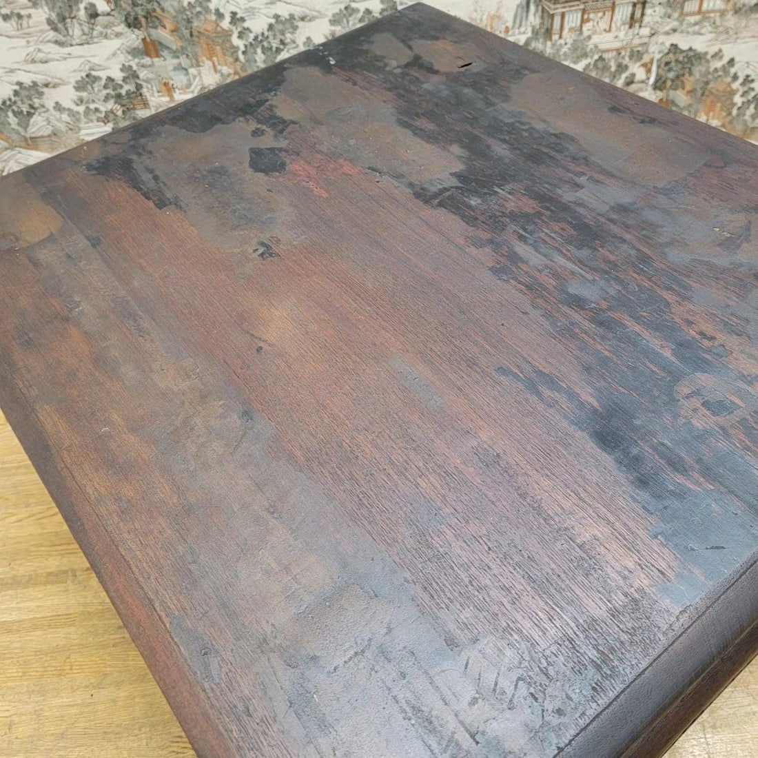 Antique East Indian Teak Wood Square Side Table with Carved Legs and Apron - 7