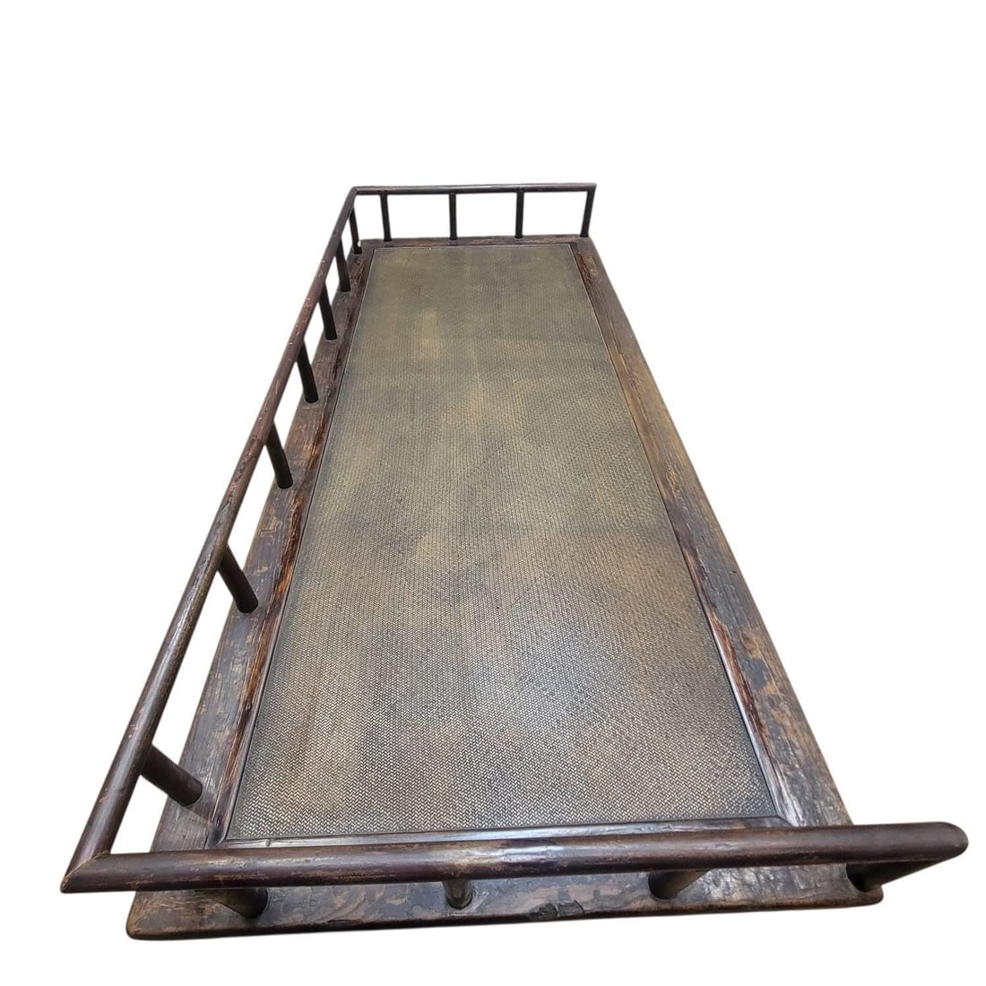 Antique Shanxi Province Elm and Rattan Inlay Opium Bed - 2