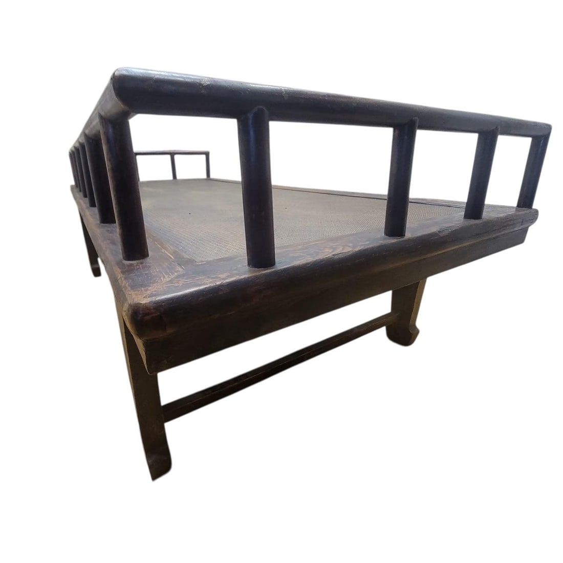 Antique Shanxi Province Elm and Rattan Inlay Opium Bed - 6