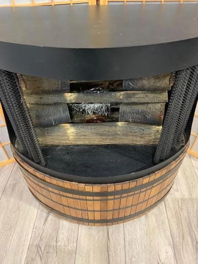 Vintage Modern Black Wood Free Standing Indoor Fireplace - 3