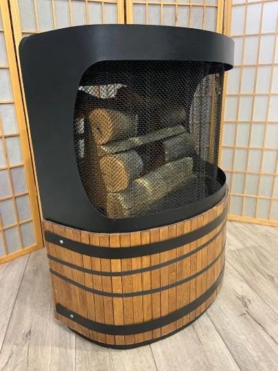 Vintage Modern Black Wood Free Standing Indoor Fireplace - 4