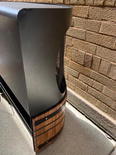 Vintage Modern Black Wood Free Standing Indoor Fireplace - 7