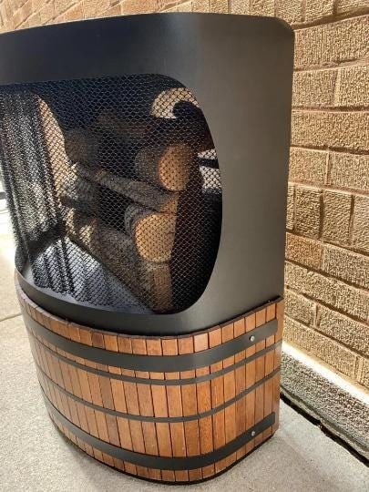 Vintage Modern Black Wood Free Standing Indoor Fireplace - 8