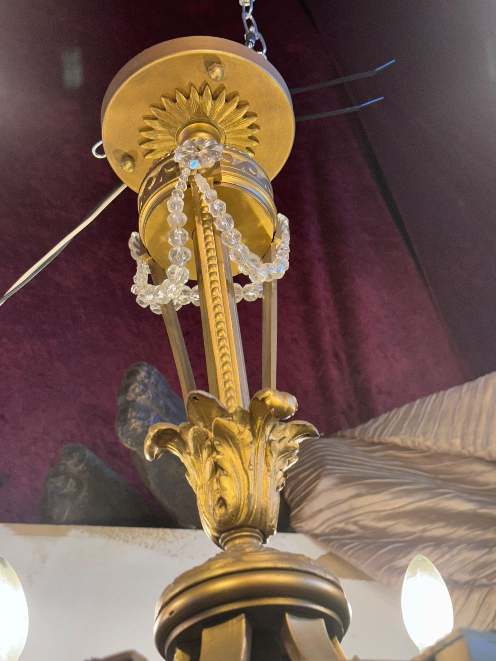 Antique French Empire Greek Key Chandelier - 6