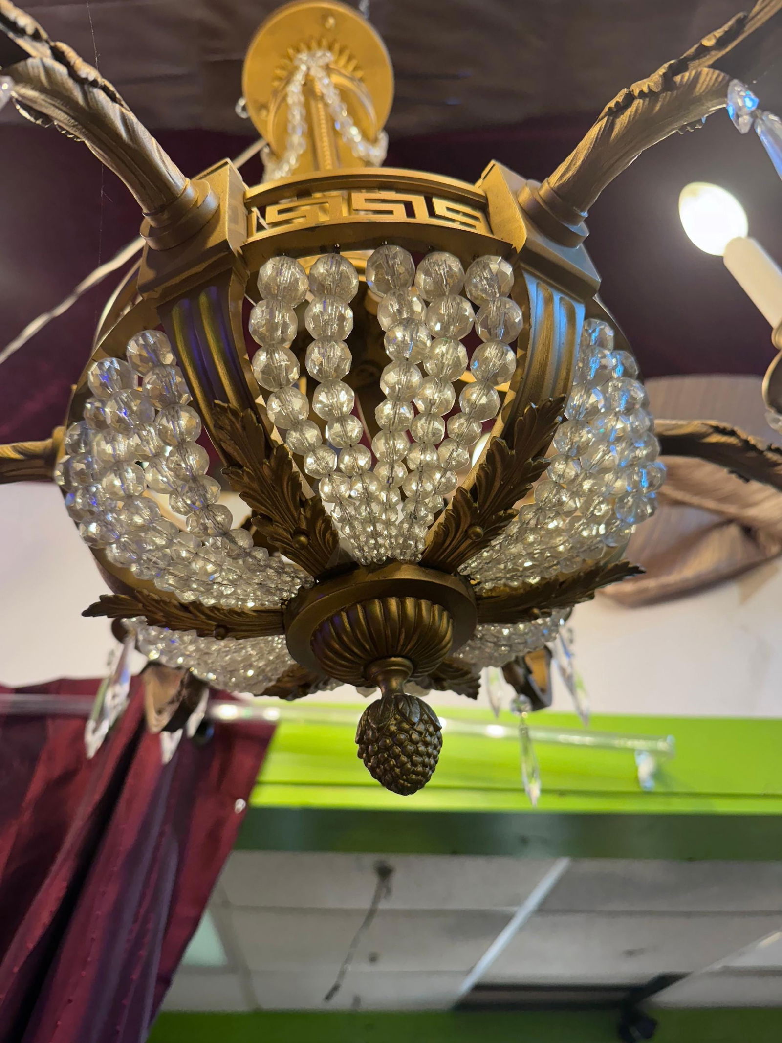 Antique French Empire Greek Key Chandelier - 7