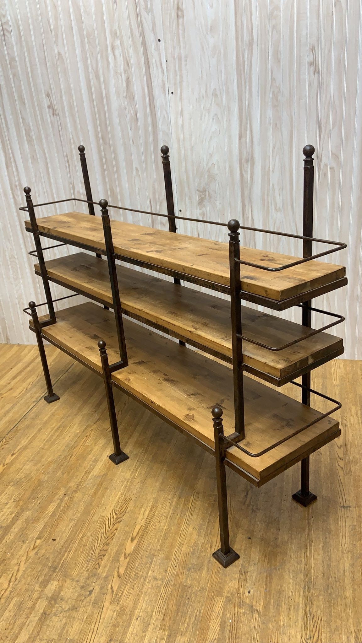 Antique French Hand-Forged Wrought-Iron and Wood Bakery Rack Shelving Unit - 3