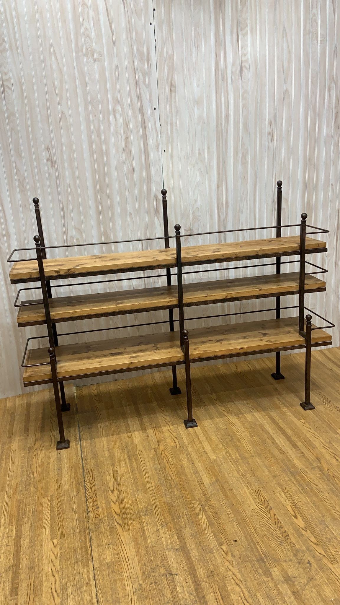 Antique French Hand-Forged Wrought-Iron and Wood Bakery Rack Shelving Unit - 5