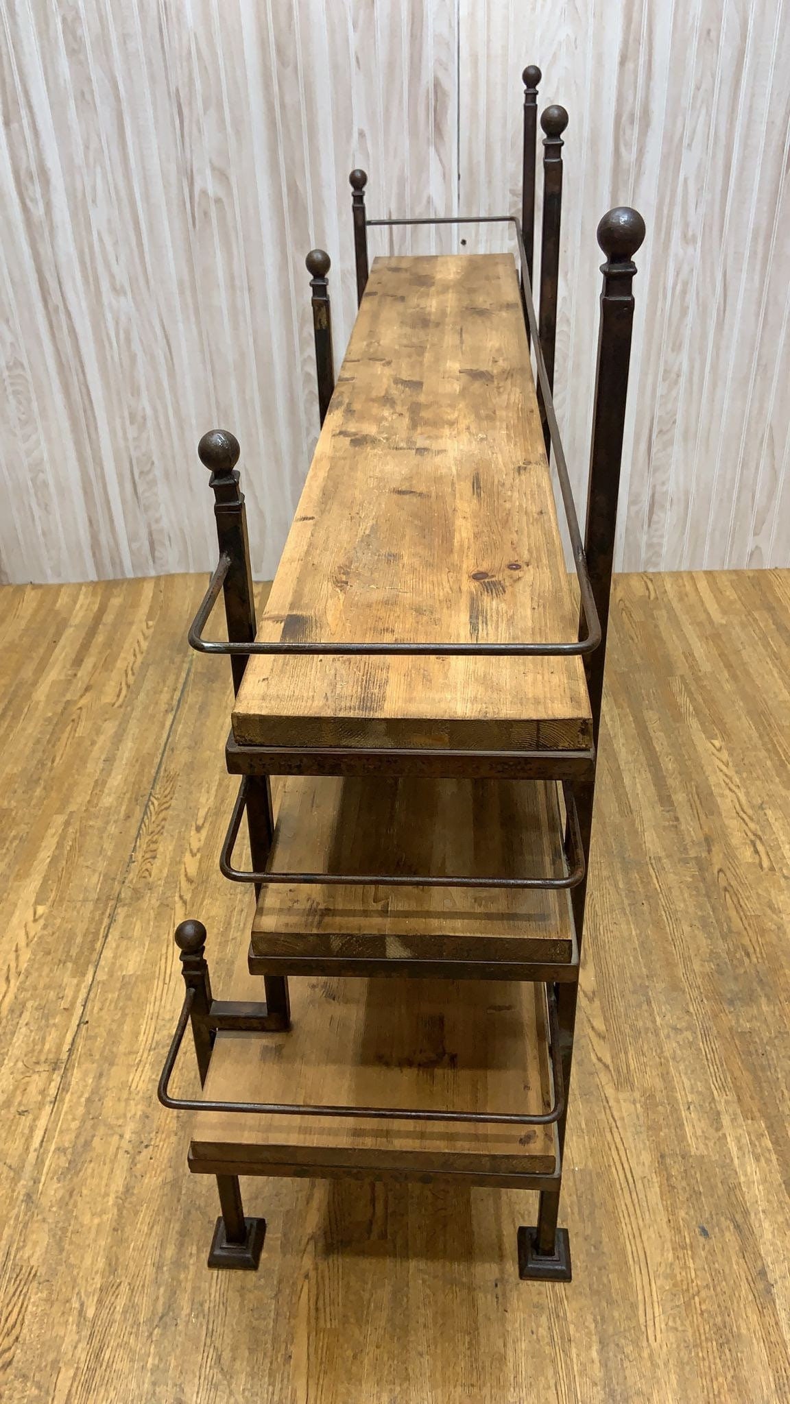 Antique French Hand-Forged Wrought-Iron and Wood Bakery Rack Shelving Unit - 6