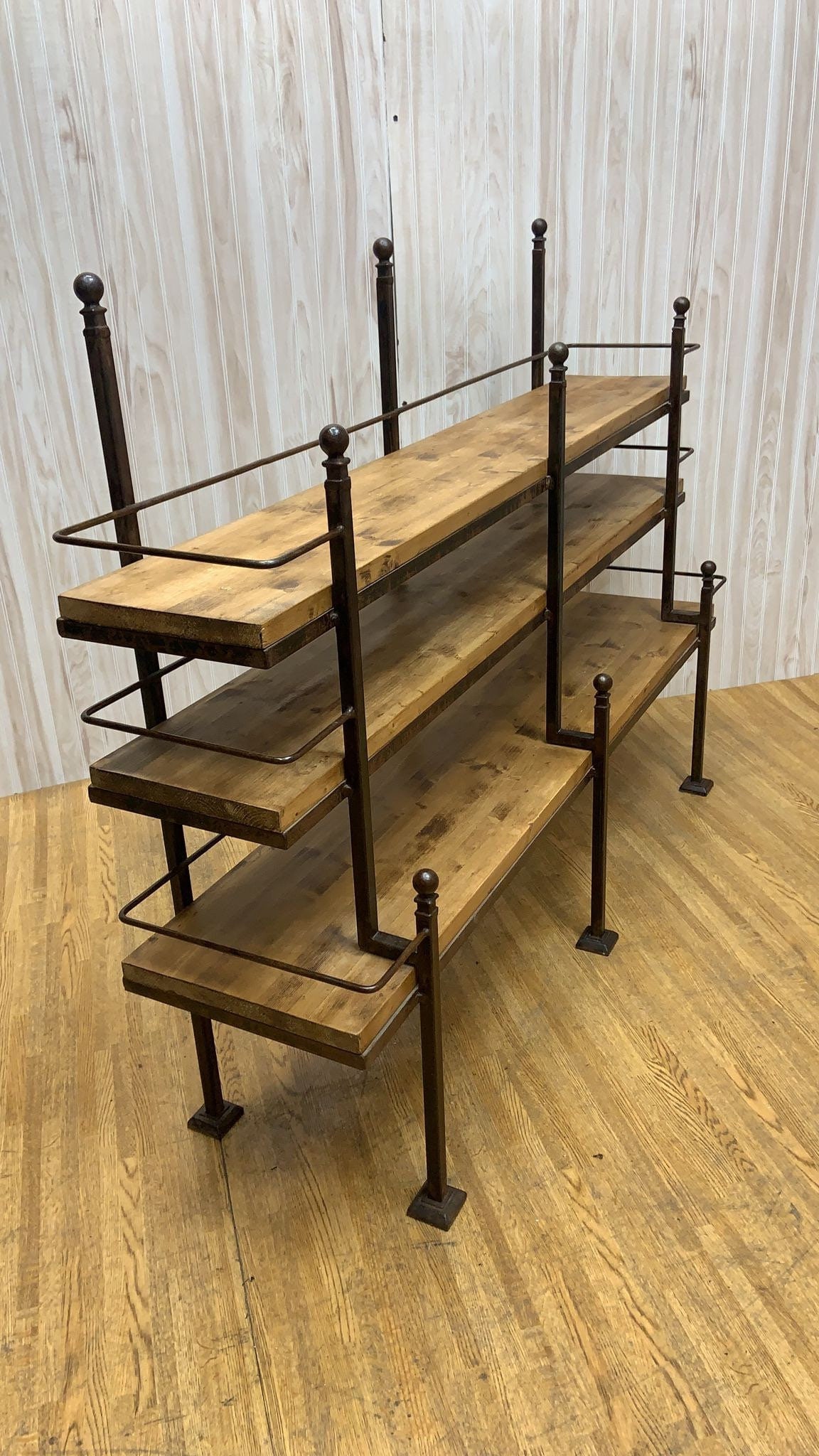 Antique French Hand-Forged Wrought-Iron and Wood Bakery Rack Shelving Unit - 7