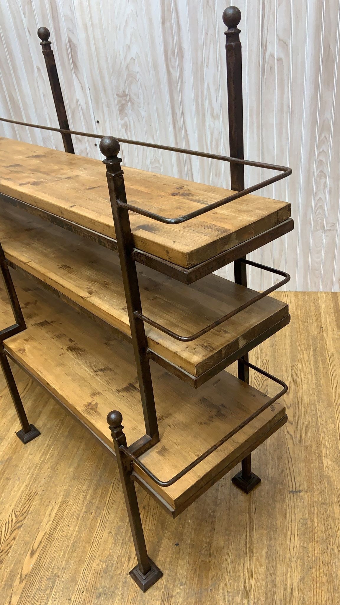 Antique French Hand-Forged Wrought-Iron and Wood Bakery Rack Shelving Unit - 9