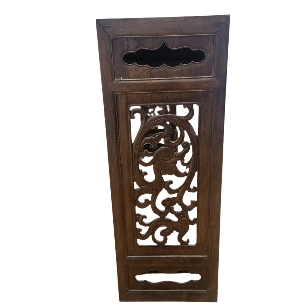 Antique Shanxi Province Elm Carved Side Altar Table with Turned Legs - 3