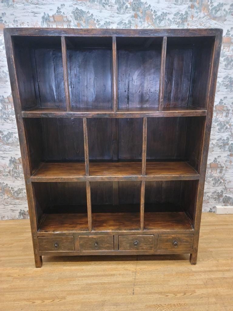 Antique Shanxi Province Elmwood Open Shelf Display Cabinet - 3