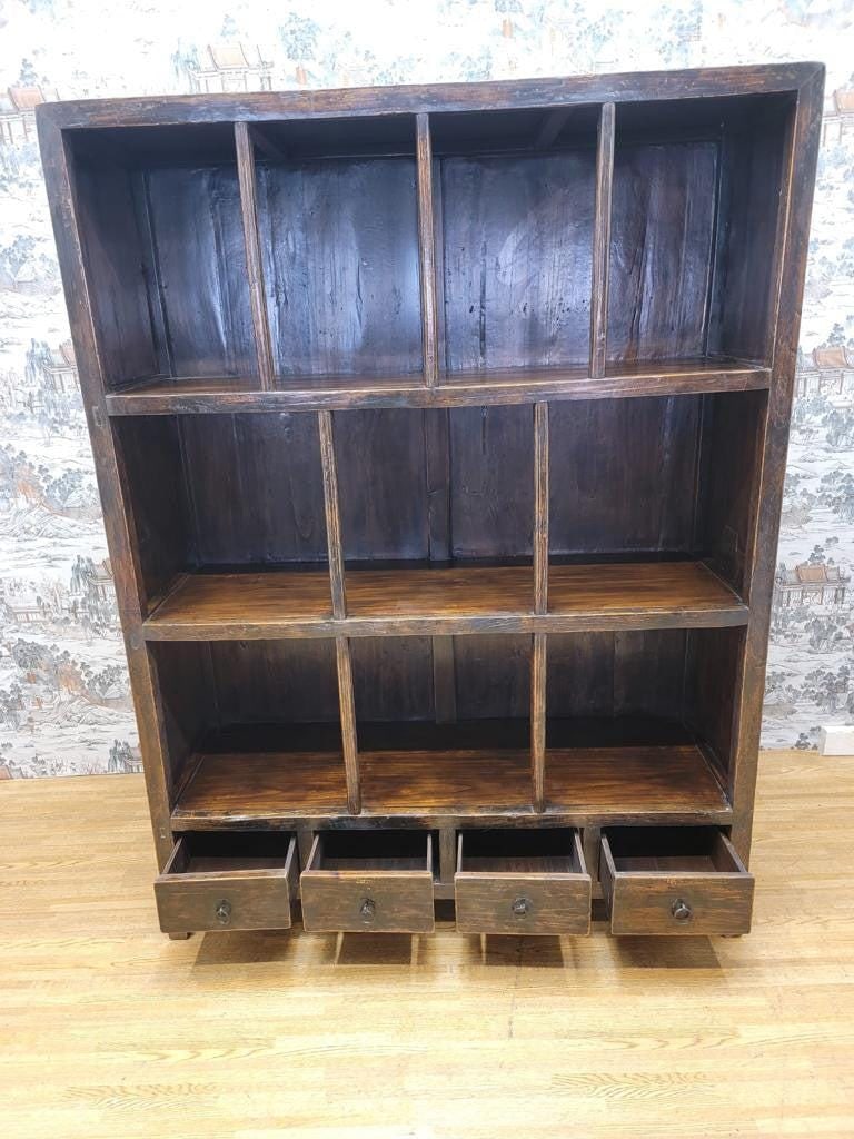 Antique Shanxi Province Elmwood Open Shelf Display Cabinet - 8