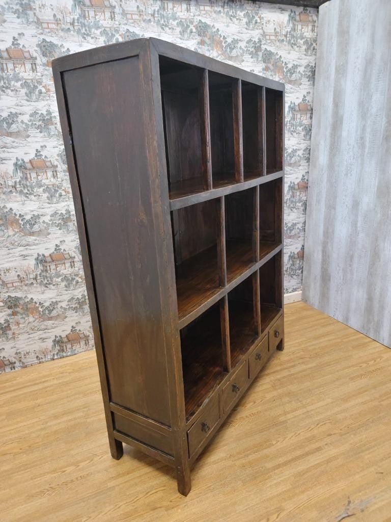Antique Shanxi Province Elmwood Open Shelf Display Cabinet - 9