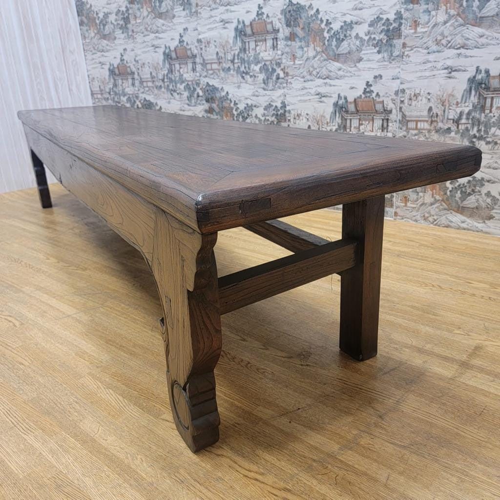 Vintage Shanxi Province Elmwood Long Narrow Coffee Table/Bench - 10