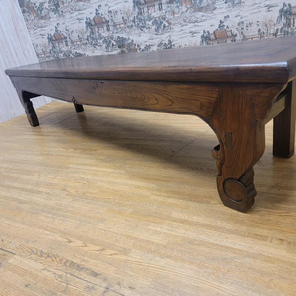 Vintage Shanxi Province Elmwood Long Narrow Coffee Table/Bench - 3