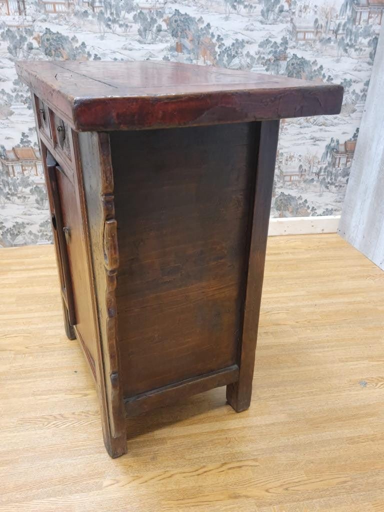 Antique Shanxi Province Winged Red Lacquer Painted Cabinet - 6