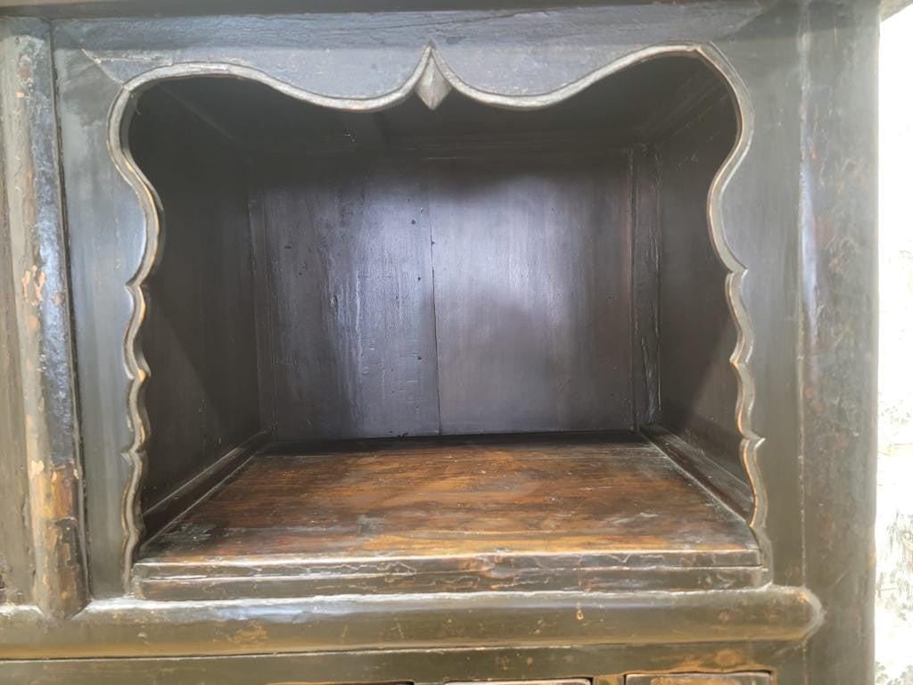 Antique Shanxi Province Hand Painted Black Lacquer Apothecary/Medicine Cabinet - 10