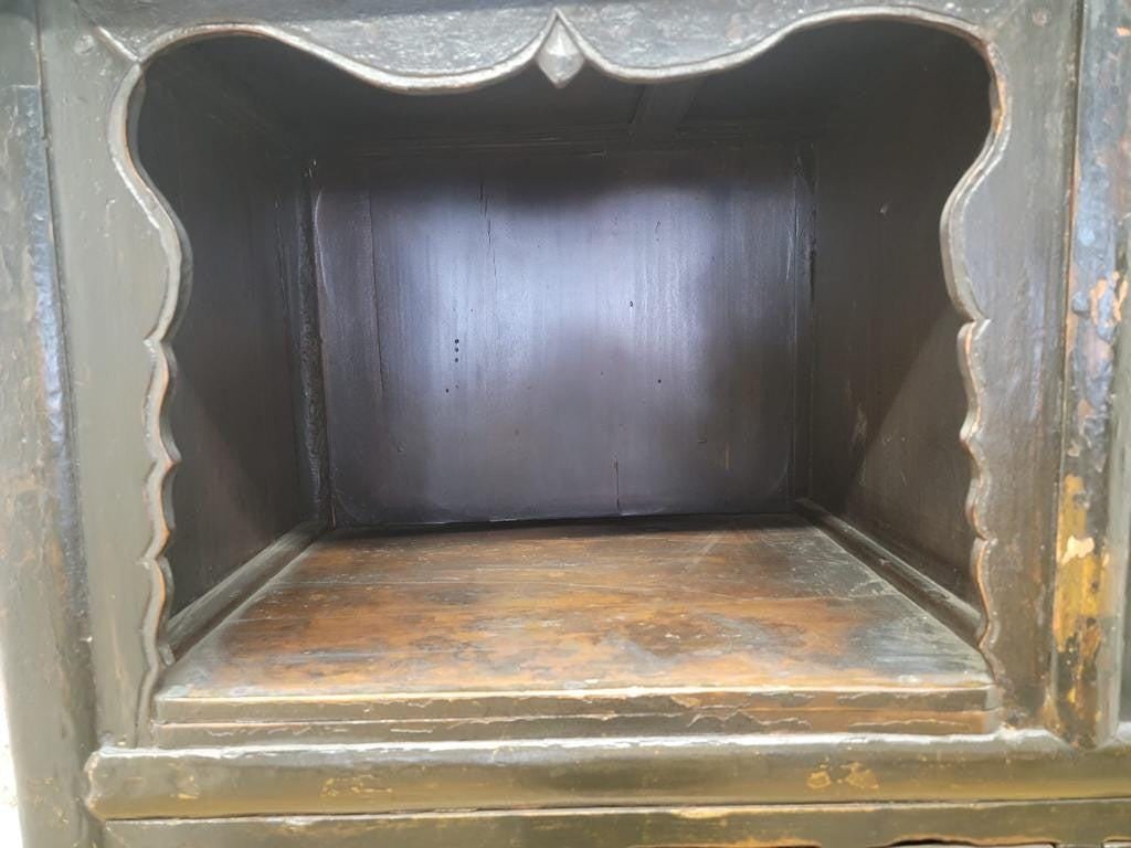 Antique Shanxi Province Hand Painted Black Lacquer Apothecary/Medicine Cabinet - 6