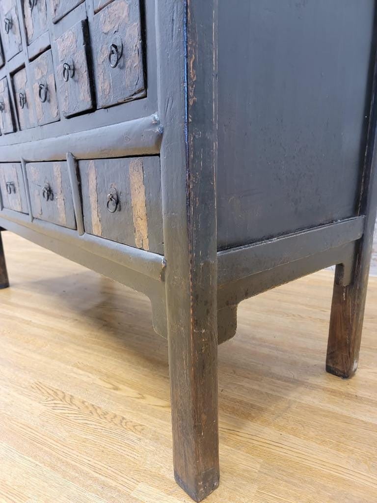 Antique Shanxi Province Hand Painted Black Lacquer Apothecary/Medicine Cabinet - 8