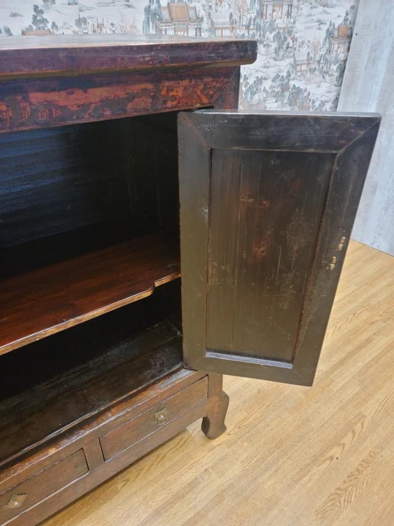 Antique Shanxi Province Elmwood Lacquered Cabinet - 2