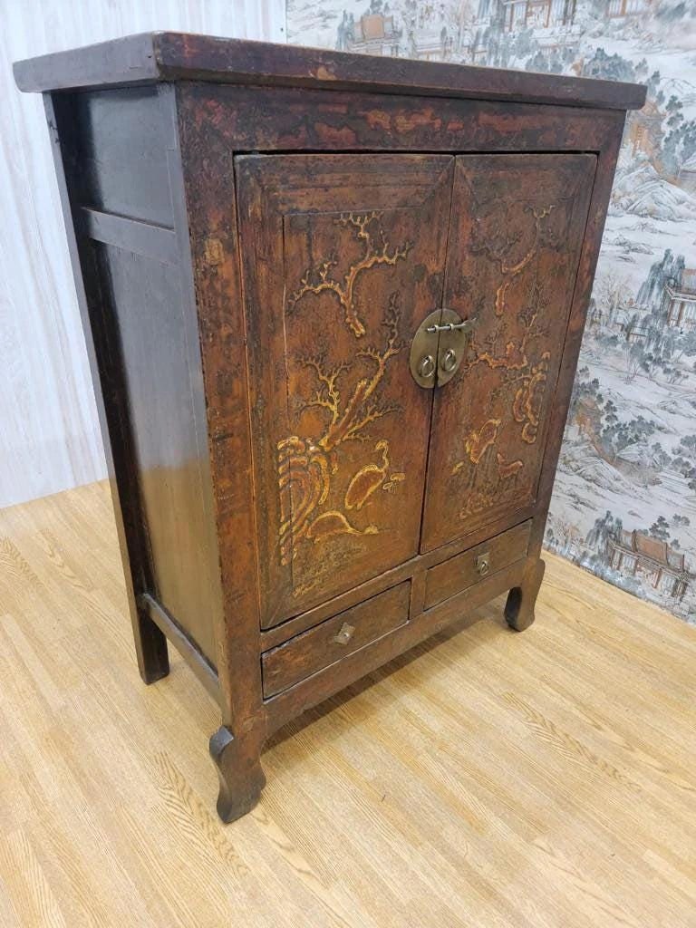 Antique Shanxi Province Elmwood Lacquered Cabinet - 3