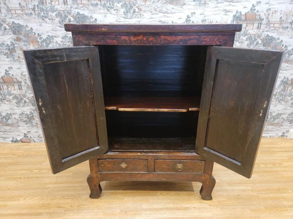 Antique Shanxi Province Elmwood Lacquered Cabinet - 6