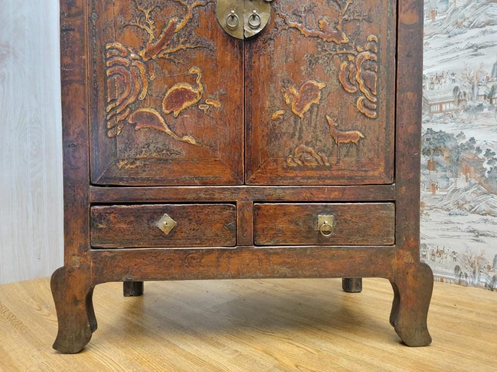 Antique Shanxi Province Elmwood Lacquered Cabinet - 7