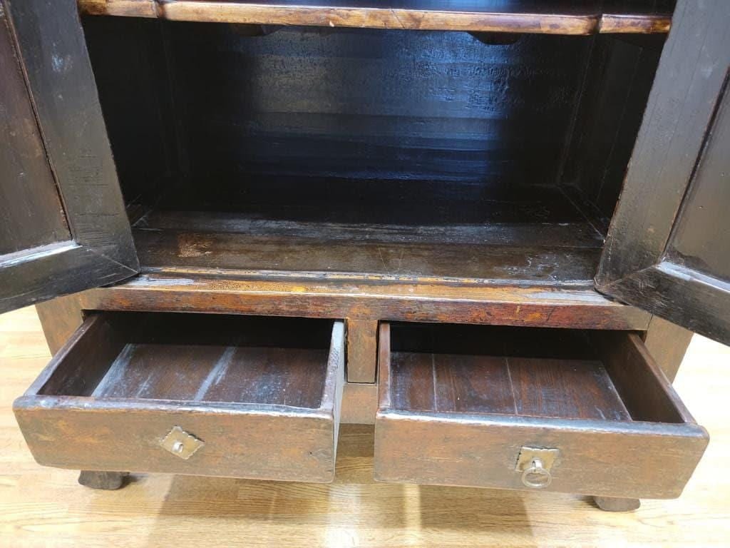 Antique Shanxi Province Elmwood Lacquered Cabinet - 8