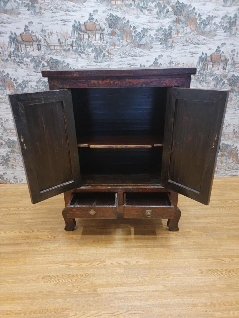 Antique Shanxi Province Elmwood Lacquered Cabinet - 9
