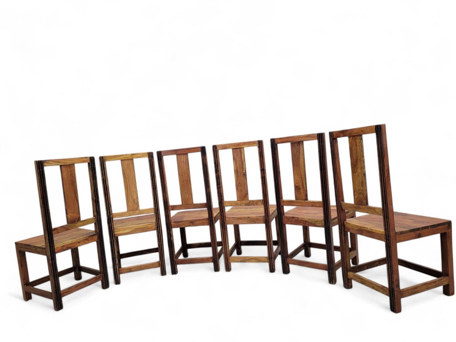 Vintage Rustic Reclaimed Barnwood Extending Dining Table and Chairs Set - 6