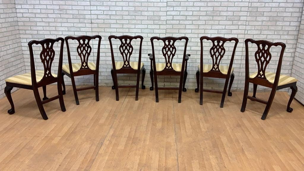 Vintage Traditional Chippendale Ball and Claw Mahogany Dining Chairs - Set of 6 - 2