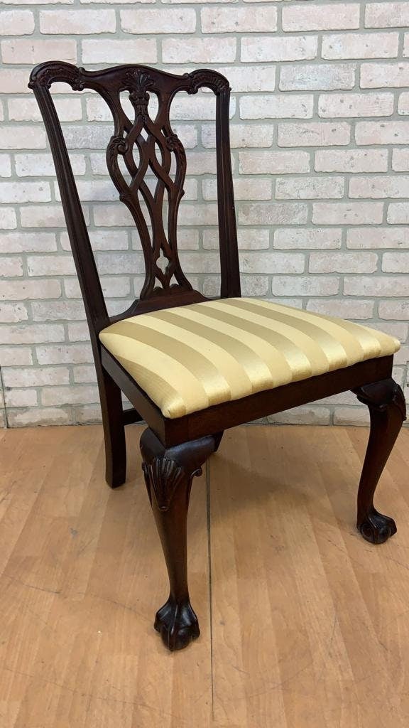 Vintage Traditional Chippendale Ball and Claw Mahogany Dining Chairs - Set of 6 - 6
