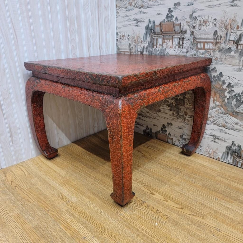 Antique Shanxi Province Red Lacquer Elm Side Tables - Pair - 4