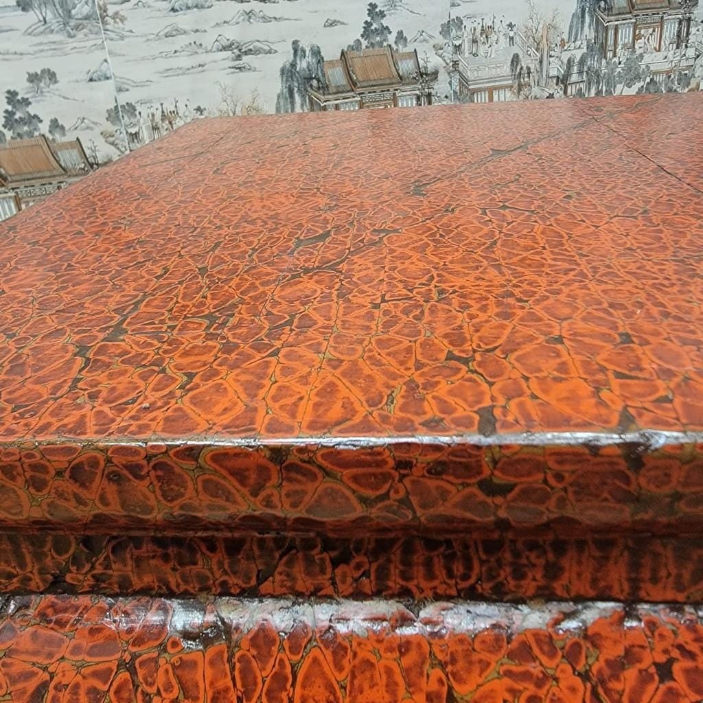 Antique Shanxi Province Red Lacquer Elm Side Tables - Pair - 7