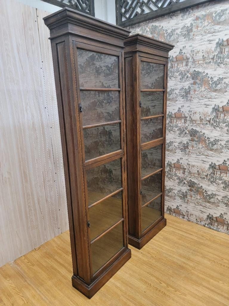 Antique Thai British Colonial Teak and Glass Display Cabinet - Pair - 10