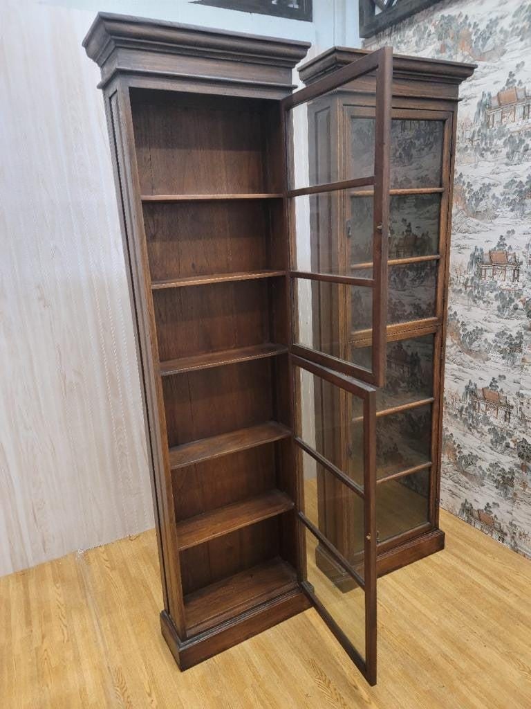 Antique Thai British Colonial Teak and Glass Display Cabinet - Pair - 7