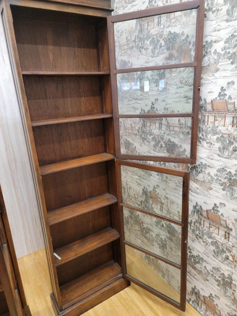 Antique Thai British Colonial Teak and Glass Display Cabinet - Pair - 8