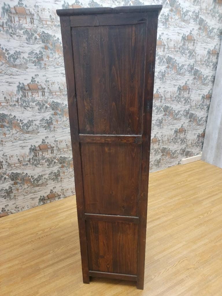 Antique Hand Painted Tibetan Cabinet with Drawers and Display Shelf - 10