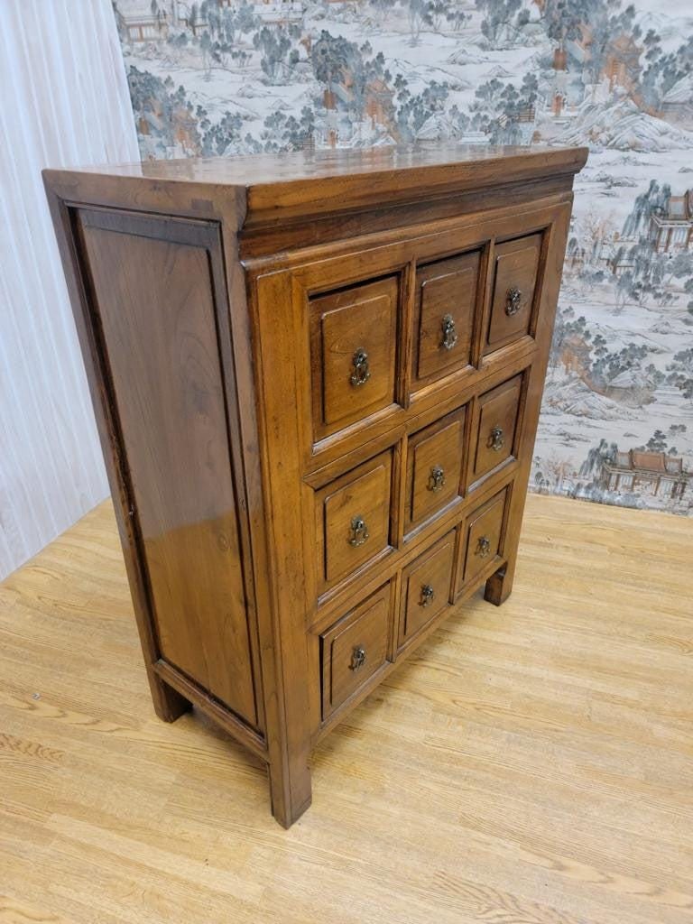 Antique Chinese Shanxi Province Solid Elmwood 9-Drawer Apothecary Medicine Chest - 3