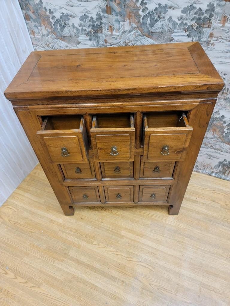 Antique Chinese Shanxi Province Solid Elmwood 9-Drawer Apothecary Medicine Chest - 5