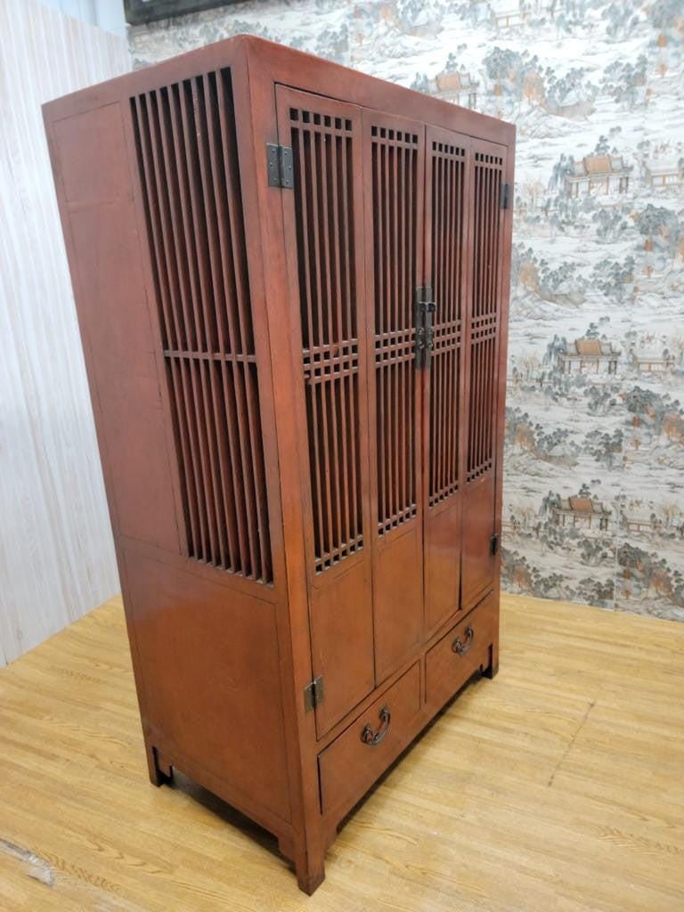 Antique Shanxi Province Red Lacquered Elmwood Storage Cabinet - 10
