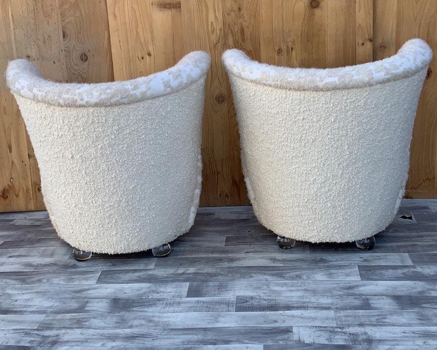 Mid Century Modern Asymmetrical Corkscrew Lounges Newly Upholstered in Boucle - Pair - 10