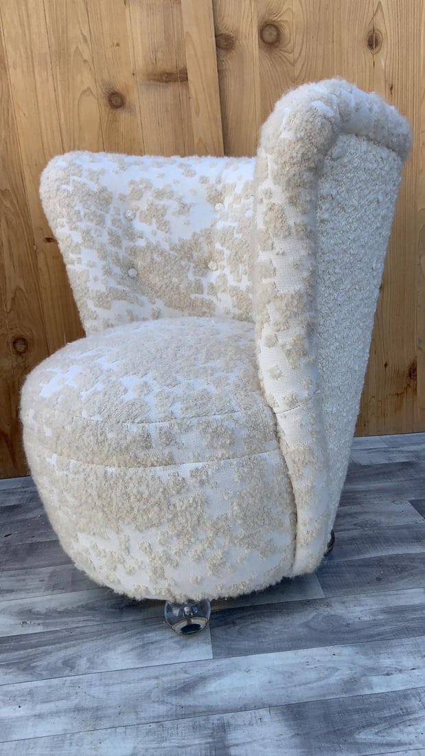 Mid Century Modern Asymmetrical Corkscrew Lounges Newly Upholstered in Boucle - Pair - 7