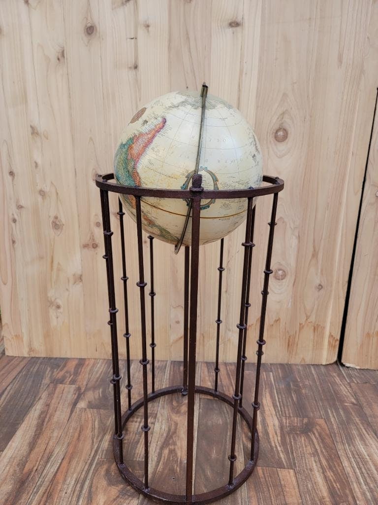 Mid Century Replogle Globe on Metal Floor Stand - 3