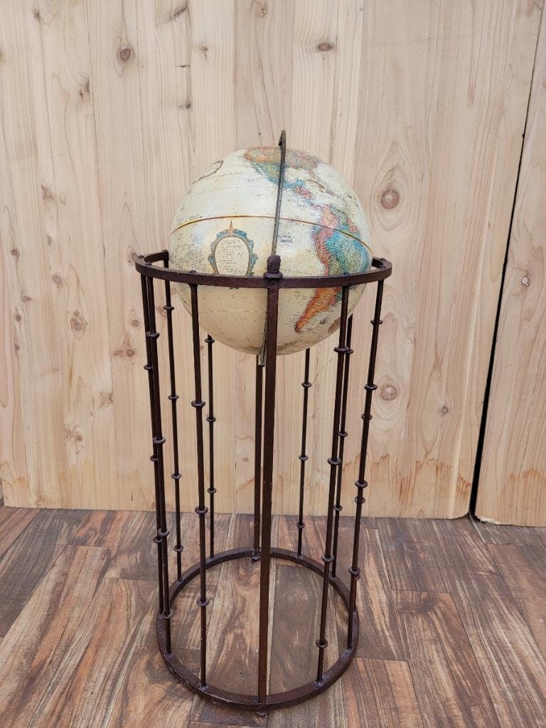 Mid Century Replogle Globe on Metal Floor Stand - 4