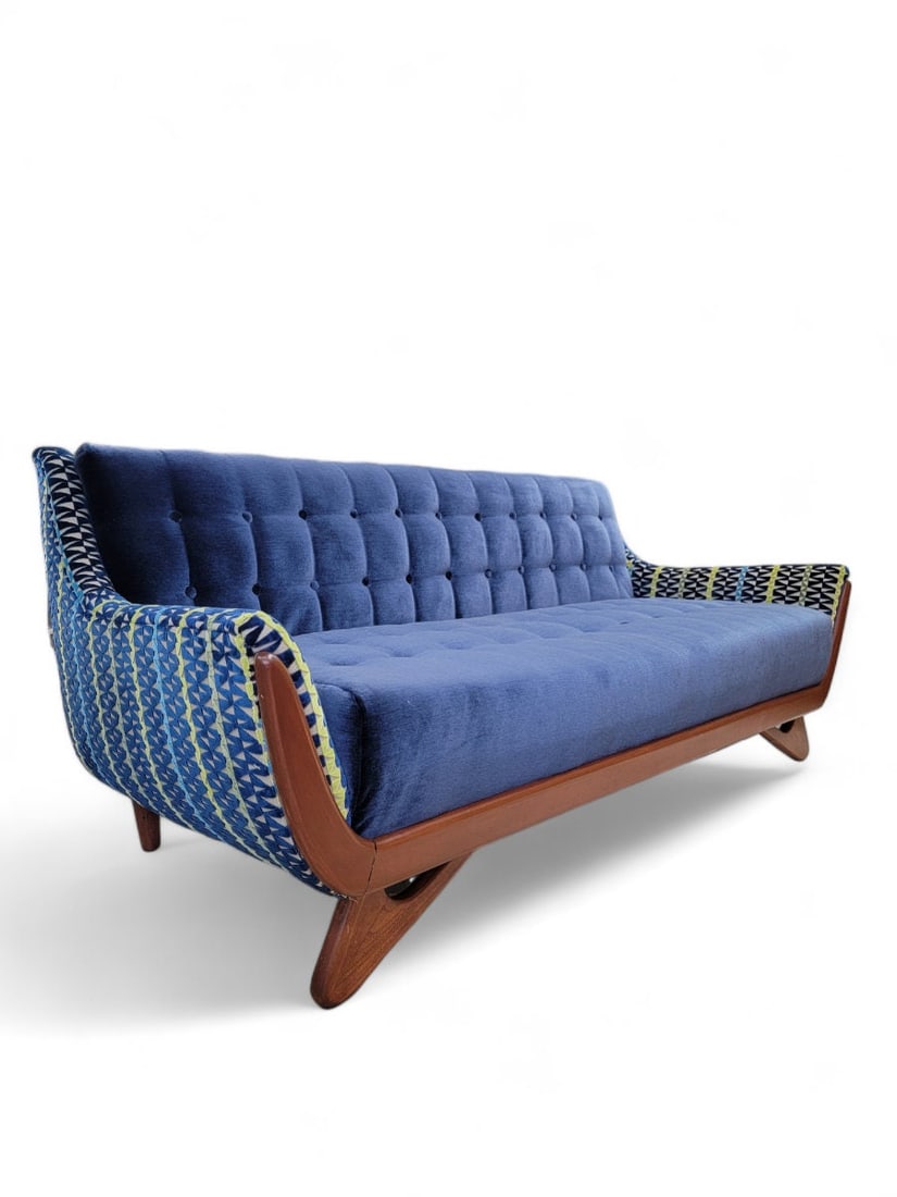 Mid Century Modern Adrian Pearsall Gondola Sofa & Club Chair Set Newly Upholstered in a Chenille - 3