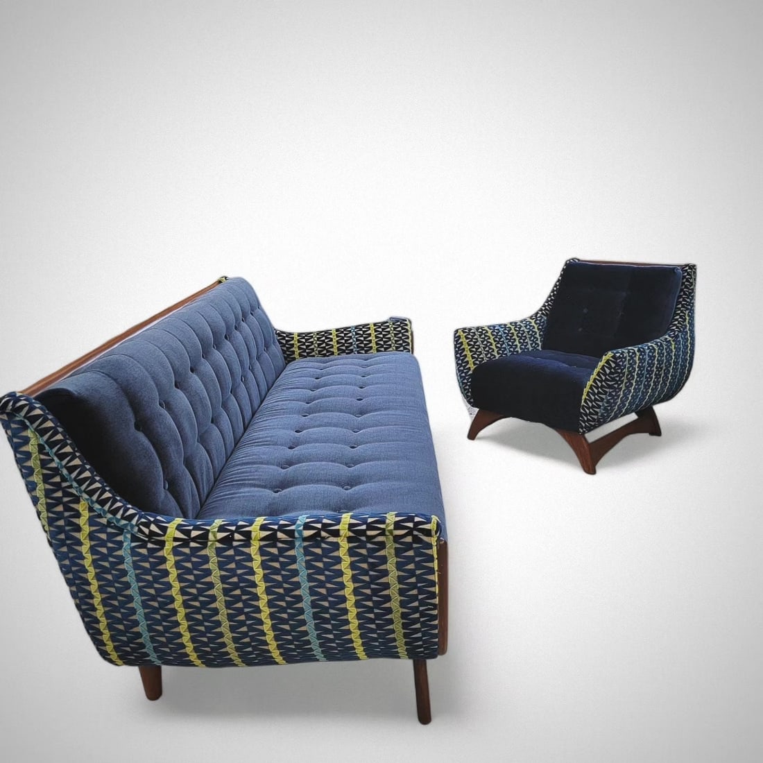 Mid Century Modern Adrian Pearsall Gondola Sofa & Club Chair Set Newly Upholstered in a Chenille - 6